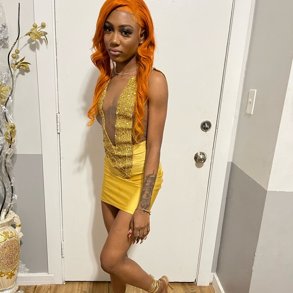 Gold V Cut Dress
